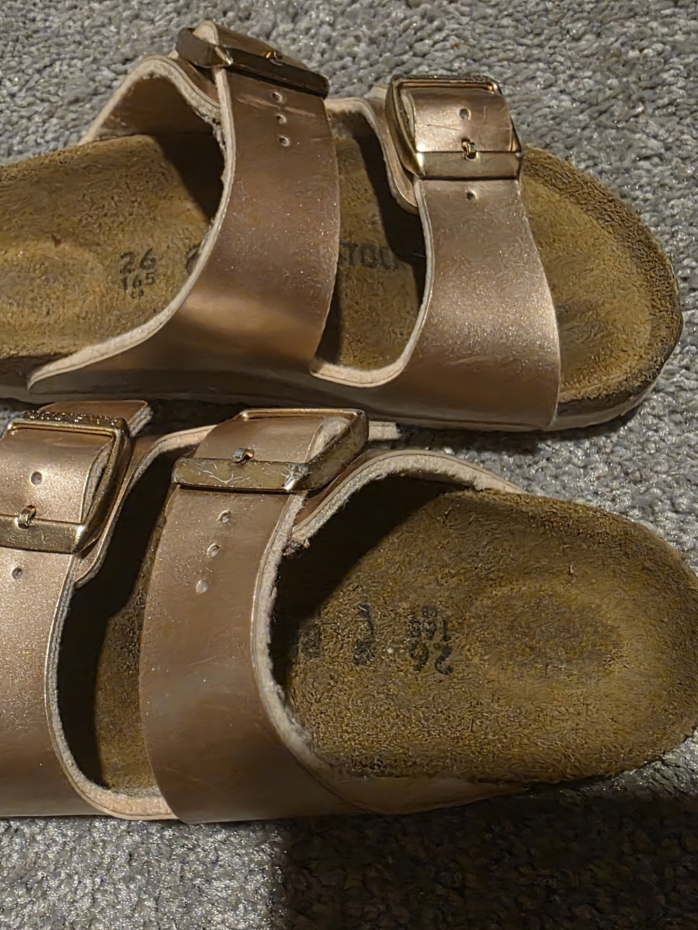 Birkenstock Kids Metallic Rosegold Double Strap Sandals